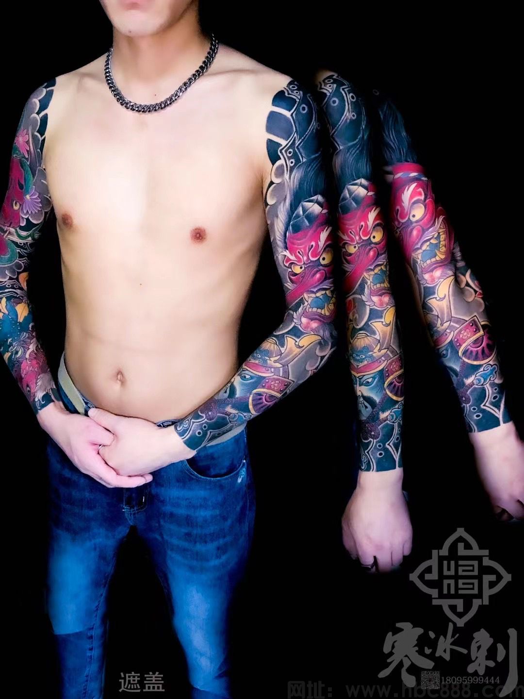 <strong>男生武士天狗花臂日式纹身图案</strong>